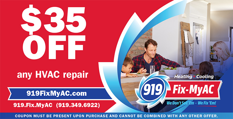 Save on any HVAC repair and call 919 Fix my AC. We specialize in furnace repairs in Raleigh NC, Cary, Durham and the greater Triangle area