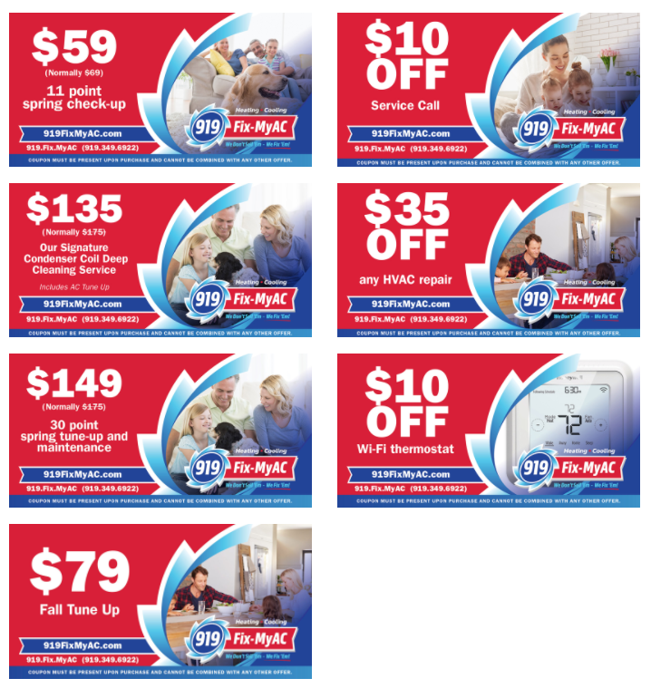 Check out 919 fix my AC's current Raleigh AC repair discounts and HVAC promotions